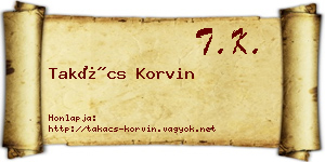 Takács Korvin névjegykártya